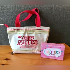 NISSIN Cup Noodles Insulated Carry Handle Lunch Bag Food Tote Lunchbox Note Card